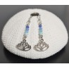 SeaGlass Serenity Earrings (3) - Lotus 3, Blues Frosted Glass & Tibetan Silver